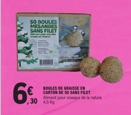 BOULES DE GRAISSE EN CARTON DE 50 SANS FILET
