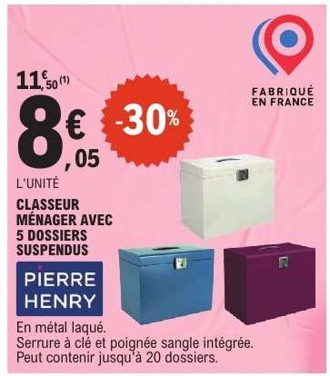 CLASSEUR MÉNAGER AVEC 5 DOSSIERS SUSPENDUS