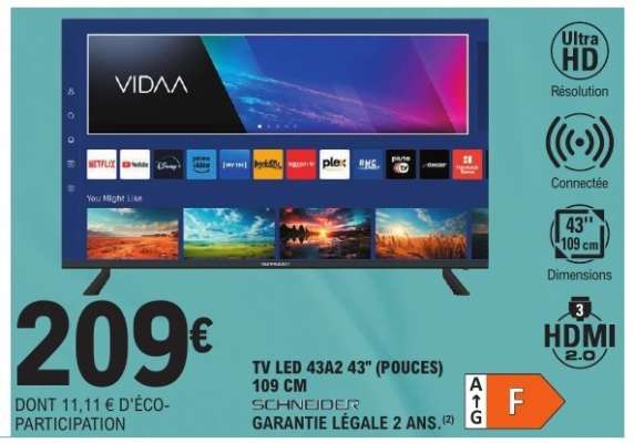 TV LED 43A2 43" (POUCES) 109 CM