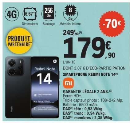 Smartphone redmi note 14