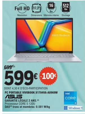 PC PORTABLE VIVOBOOK X1704VA-AU969W