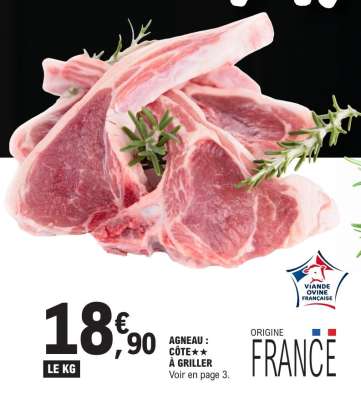 Agneau : côte*** à griller