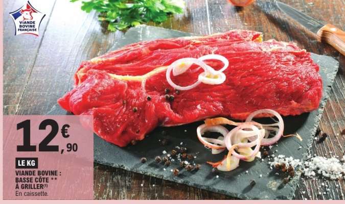 Viande bovine : basse côte** à griller