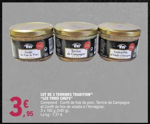 LOT DE 3 TERRINES TRADITION "LES TROIS CHEFS"