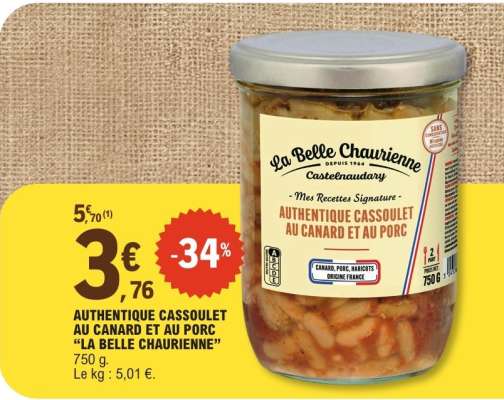 AUTHENTIQUE CASSOULET AU CANARD ET AU PORC “LA BELLE CHAURIENNE”
