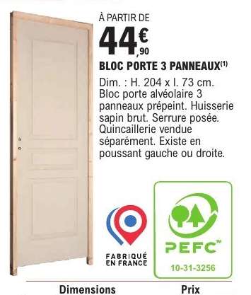 BLOC PORTE 3 PANNEAUX