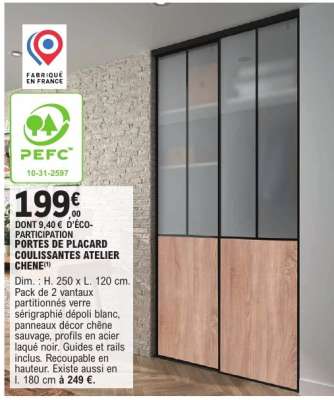 PORTES DE PLACARD COULISSANTES ATELIER CHÊNE