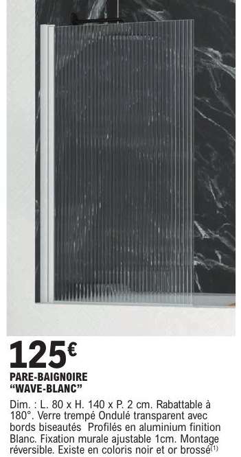 PARE-BAIGNOIRE “WAVE-BLANC”