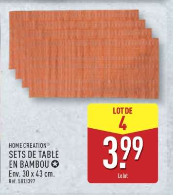 HOME CREATION® SETS DE TABLE EN BAMBOU