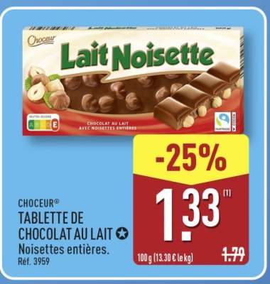 CHOCEUR TABLETTE DE CHOCOLAT AU LAIT