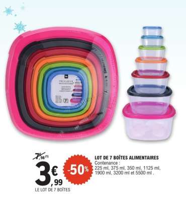 LOT DE 7 BOÎTES ALIMENTAIRES