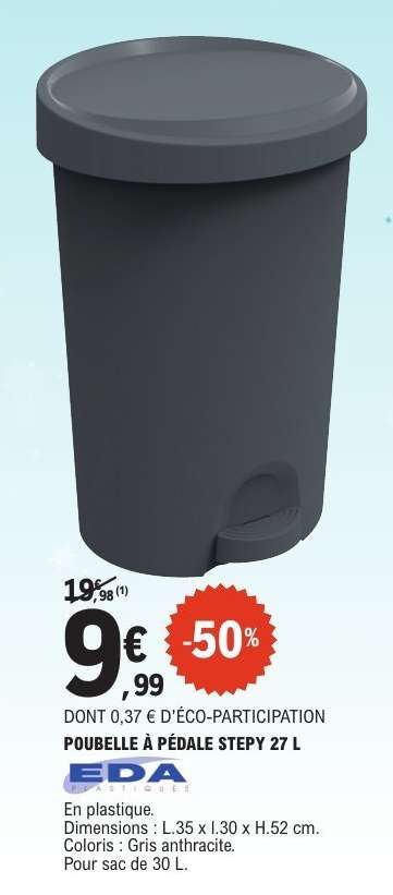 POUBELLE À PÉDALE STEPY 27 L