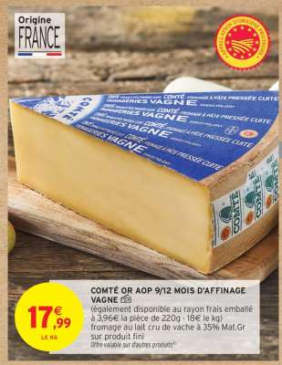 Comté OR AOP 9/12 mois d'affinage Vagne
