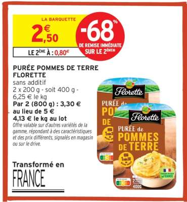 PURÉE POMMES DE TERRE FLORETTE