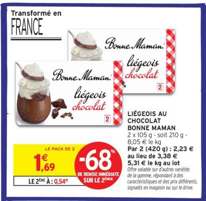 LIÉGEOIS AU CHOCOLAT BONNE MAMAN