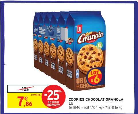 COOKIES CHOCOLAT GRANOLA LU