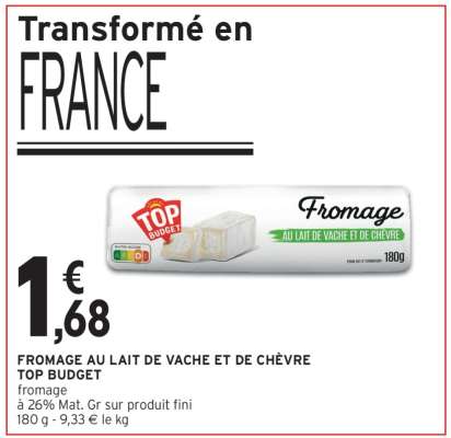 FROMAGE AU LAIT DE VACHE ET DE CHÈVRE TOP BUDGET