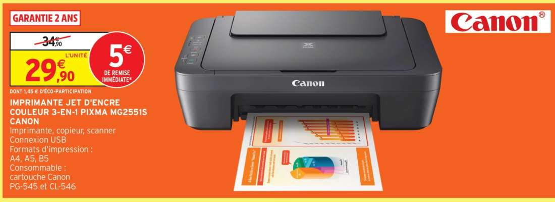 IMPRIMANTE JET D'ENCRE COULEUR 3-EN-1 PIXMA MG2551S CANON