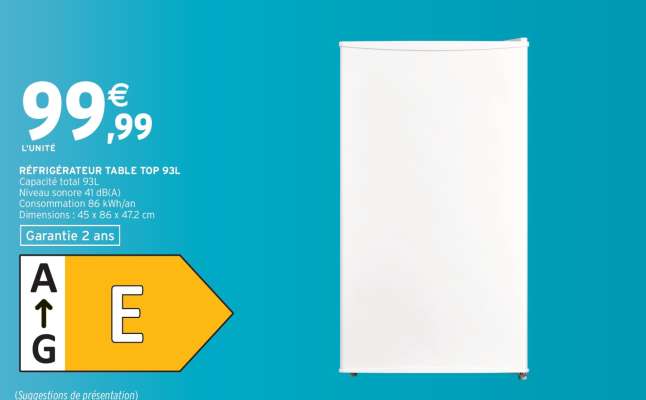 RÉFRIGÉRATEUR TABLE TOP 93L