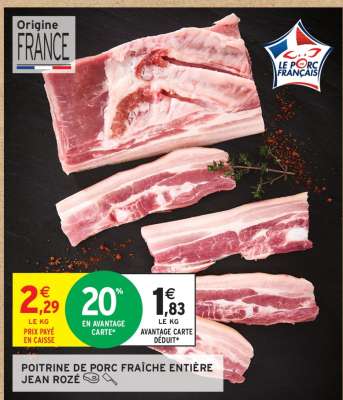 POITRINE DE PORC FRAÎCHE ENTIÈRE JEAN ROZÉ