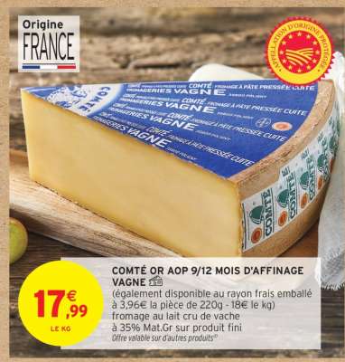 Comté OR AOP 9/12 mois d'affinage Vagne