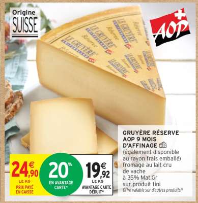 GRUYÈRE RÉSERVE AOP 9 MOIS D'AFFINAGE