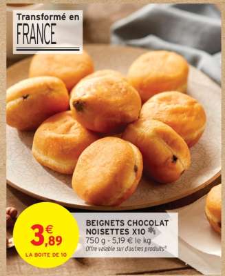 BEIGNETS CHOCOLAT NOISETTES X10