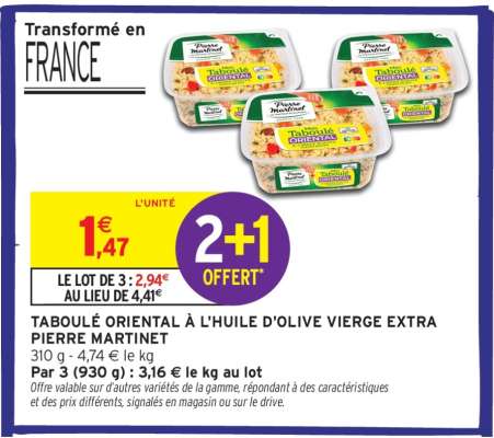 TABOULÉ ORIENTAL À L'HUILE D'OLIVE VIERGE EXTRA PIERRE MARTINET