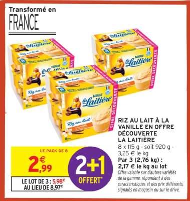 RIZ AU LAIT À LA VANILLE EN OFFRE DÉCOUVERTE LA LAITIÈRE