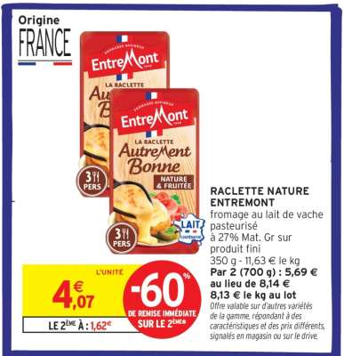RACLETTE NATURE ENTREMONT