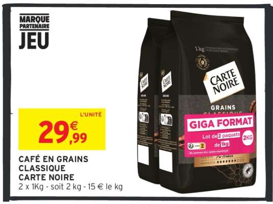 Café en grains classique 'Carte Noire'