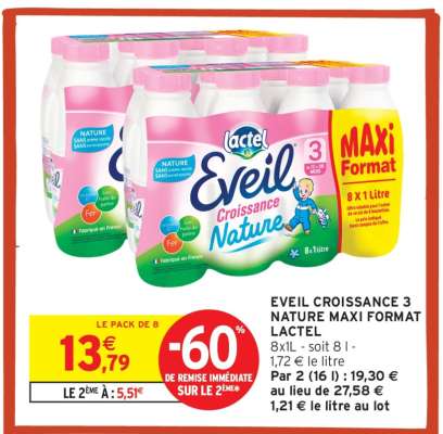 Eveil Croissance 3 Nature Maxi Format Lactel