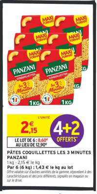 PÂTES COQUILLETTES LES 3 MINUTES PANZANI