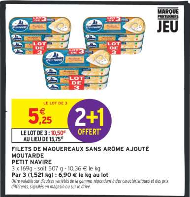 Filets de Maquereaux Sans Arôme Ajouté Moutarde Petit Navire