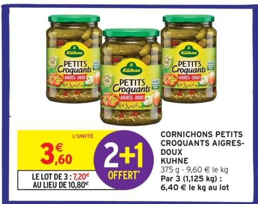 Cornichons Petits Croquants Aigres-Doux Kuhne