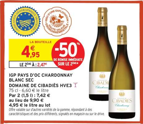 IGP PAYS D'OC CHARDONNAY BLANC SEC