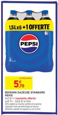 BOISSON GAZEUSE STANDARD PEPSI