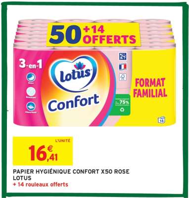 Papier Hygiénique Confort X50 Rose Lotus
