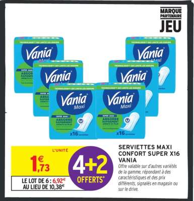 SERVIETTES MAXI CONFORT SUPER X16 VANIA