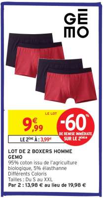 Lot de 2 Boxers Homme GEMO
