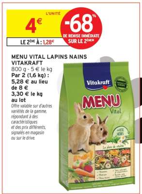 MENU VITAL LAPINS NAINS VITAKRAFT