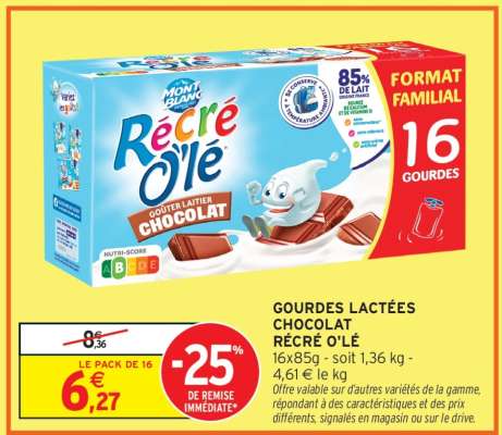 Gourdes Lactées Chocolat Récré O'lè