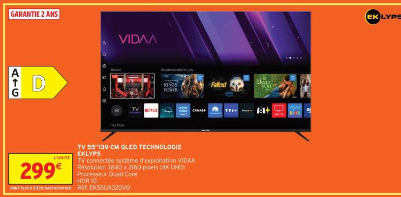 TV 55'' 139 CM QLED TECHNOLOGIE EKLYPS