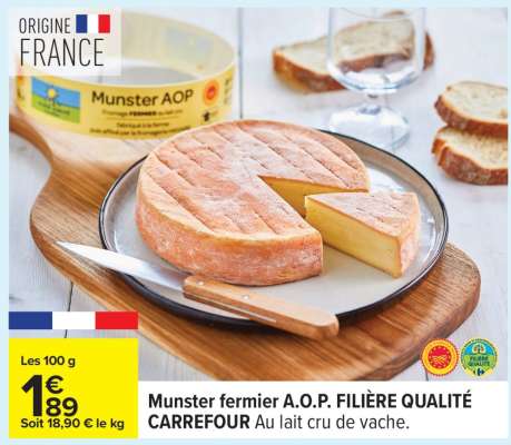 Munster fermier A.O.P. FILIÈRE QUALITÉ CARREFOUR