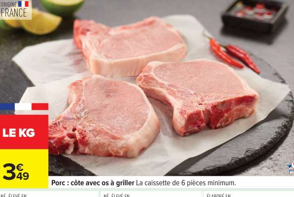 Porc : côte avec os à griller