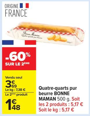 Quatre quarts pur beurre BONNE MAMAN 500 g