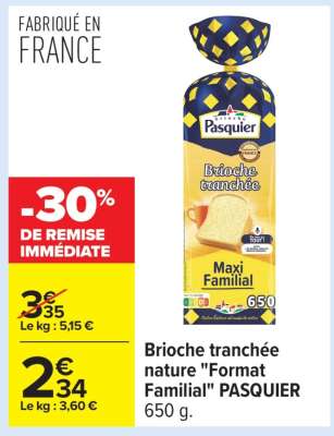 Brioche tranchée nature "Format Familial" PASQUIER