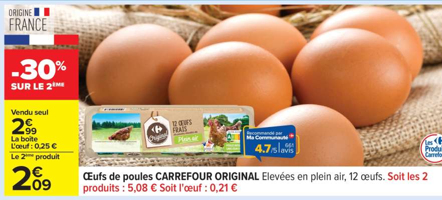 Œufs de poules CARREFOUR ORIGINAL