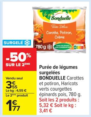 Purée de légumes surgelées BONDUELLE