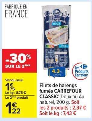 Filets de harengs fumés CARREFOUR CLASSIC